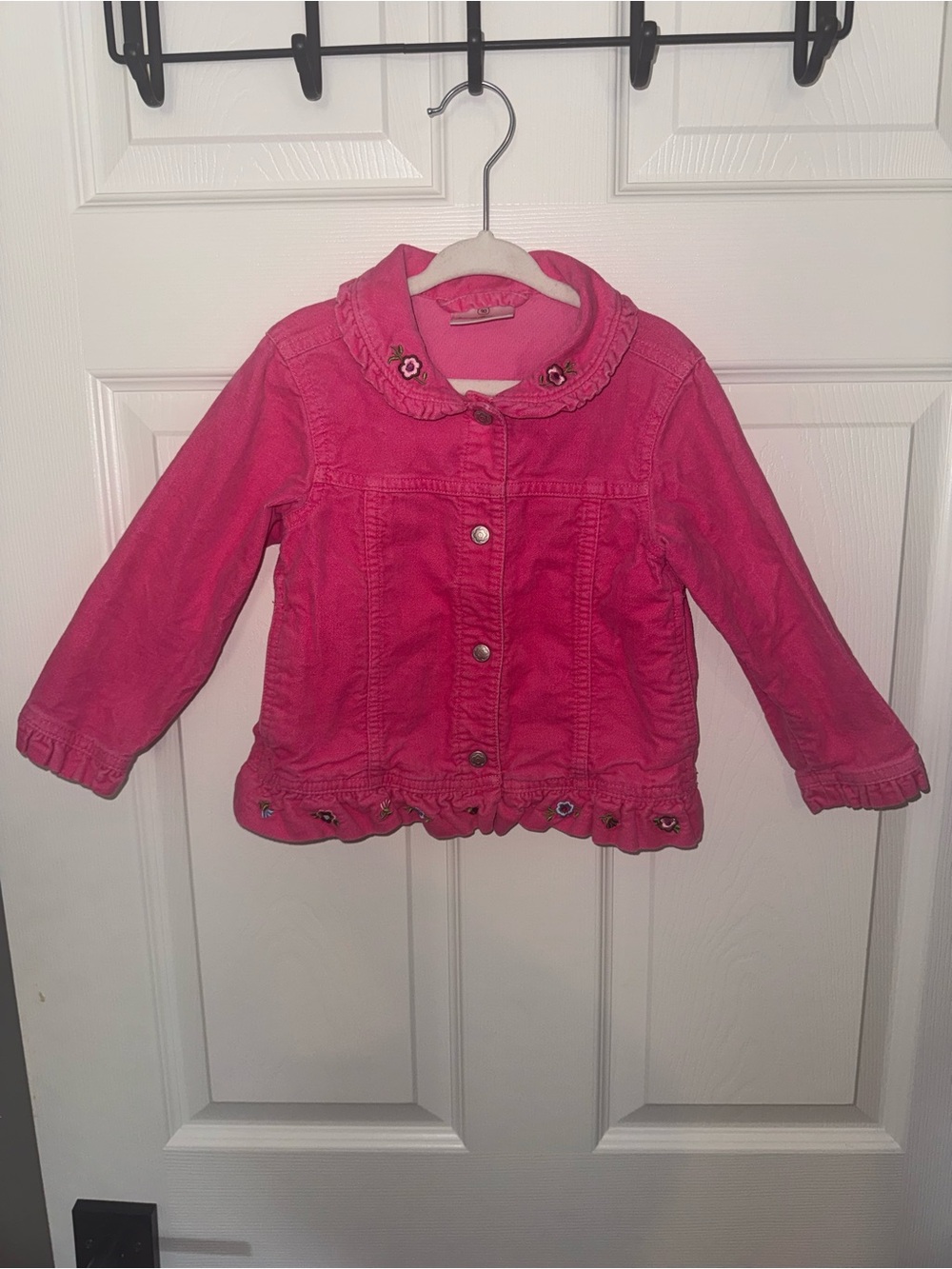 Hanna Andersson Pink Ruffle Hem Floral Jacket Y2K Vintage Size 3T